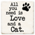 Economy coaster made of absorbent ceramic & cork back printed with all you need is love and a cat saying