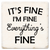 Economy coaster made of absorbent ceramic & cork back printed with It's fine, I'm fine, Everything's fine