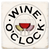 Coaster made of absorbent ceramic & cork back printed with Wine o'clock (words go in a circle around 3 glasses of wine)