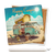 Economy coaster showing detail of Happy camper on a beach