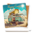 Ceramic coaster showing detail of Happy camper on a beach