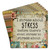 Paper coaster printed with I Stress About Stress