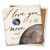 Coaster made of absorbent stone & cork back printed with I love you to the moon and back with moon and earth