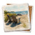 Coastal Chairs on Beach Limestone Coaster