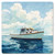 Nautical Fishing Boat Watercolor Ceramic Coaster