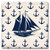 Nautical Schooner with Anchors Limestone Coaster