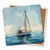 Nautical Sailboat Watercolor Limestone Coaster