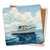 Nautical Fishing Boat Watercolor Limestone Coaster