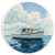 Nautical Fishing Boat Watercolor Car Coaster