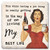 Coaster showing detail of vintage lady holding bottle of wine & phone saying, this whole having a job thing is really getting in the way of me living my best life