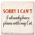 Coaster showing detail of Sorry I can't. I already have plans with my cat.