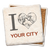 coaster made of natural absorbent stone with full cork back printed with custom I heart city