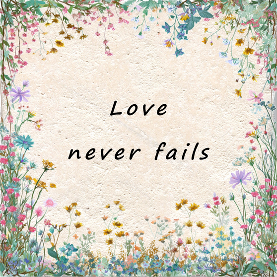 Love never fails coaster
