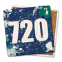 coaster made of natural absorbent stone with full cork back printed with custom area code and city map