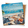 Coaster made of absorbent stone & cork back printed with Life Is Better In Flip Flops