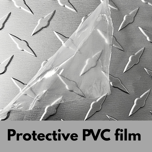 Grey diamond plate with a PVC Protective film for a no mess installation