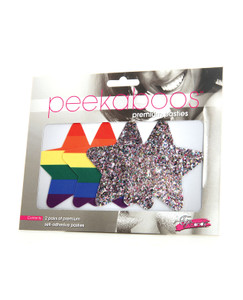 Peekaboos Pride Rainbow Glitter Stars - Pack of 2 X615-PK350 Peekaboos Pride Rainbow Glitter Stars - Pack of 2 X615-PK350
