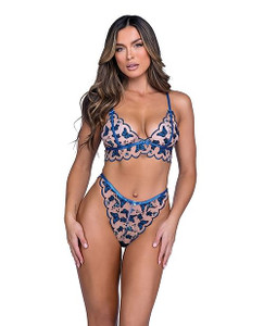 Butterfly Beauty Embroidered Bralette & Panty - Blue MD X615-ROLI692-BL-M0 Butterfly Beauty Embroidered Bralette & Panty - Blue MD X615-ROLI692-BL-M0
