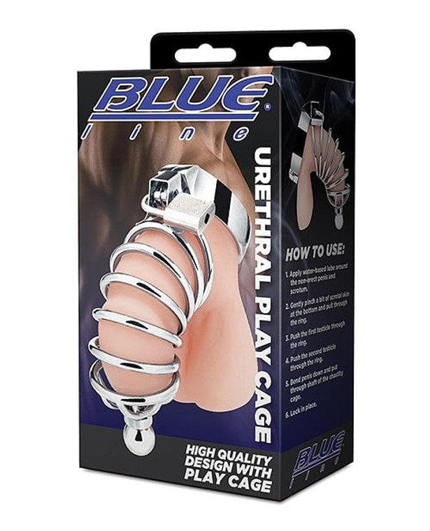 Blue Line Urethral Play Cage - Silver X615-BLM5016