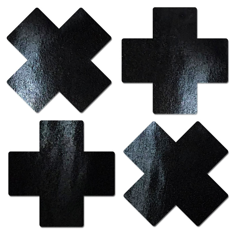 Pastease petite plus x faux latex black crosses G211-PASPETPLSPLBK