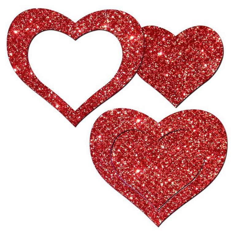 Pastease glitter peek a boob hearts red G211-PASPHRTGLTRD