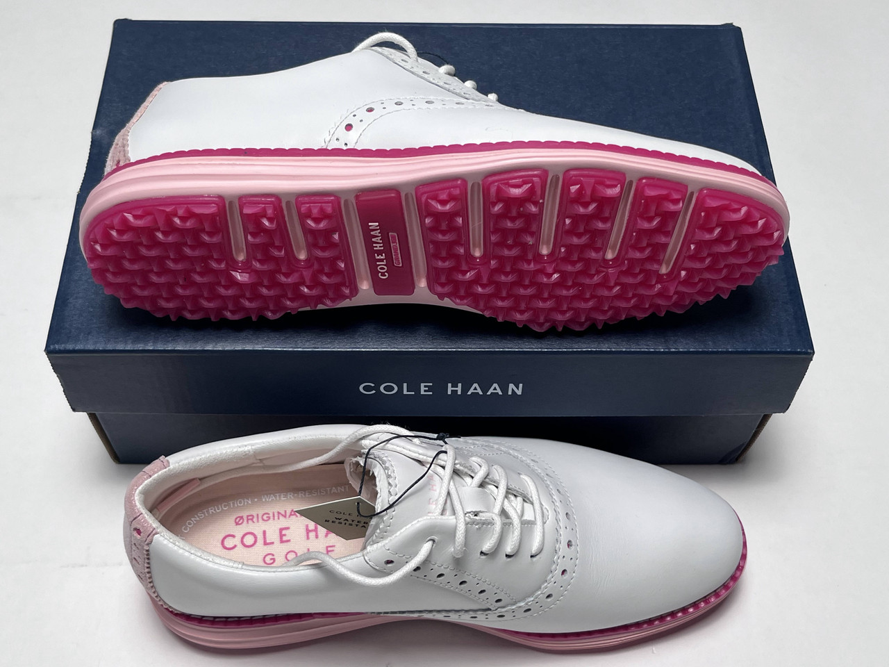 Cole Haan OG Shortwing Golf Golf Shoes White Crystal Rose Womens