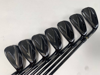 TaylorMade Stealth Black Iron Set 5-PW+AW KBS Max MT 85g Stiff Steel Mens RH, 1 of 12