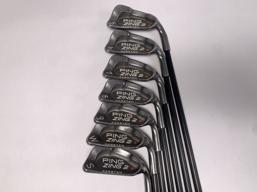 Ping Zing 2 Iron Set 5-PW+SW Orange Dot 2* Flat Karsten 101 Regular Graphite RH, 1 of 12