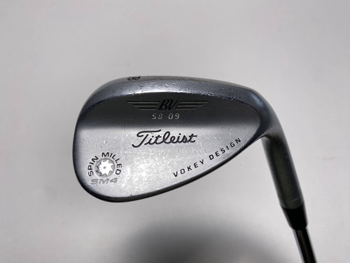 Titleist Vokey Spin Milled SM4 Chrome Wedge 58* 9 Bounce Wedge Steel Mens RH, 1 of 12