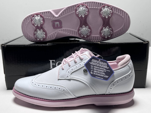 FootJoy FJ Traditions Wingtip Golf Shoes White Pink Women's SZ 7.5 (97932), 1 of 12