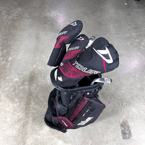 Wilson Deep Red Tour Club Set Driver 3W 5H 6-PW SW Putter Teen Junior RH HC +Bag, 1 of 12