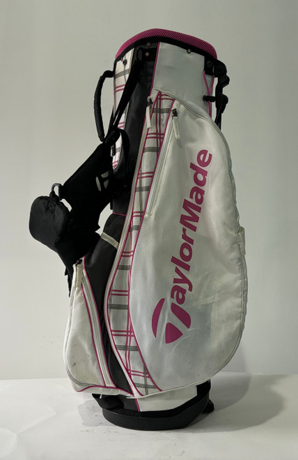 TaylorMade Carry Stand Bag White Pink Black 4-Way Divide Dual Strap Golf Bag (1UMV5C6ZG738)