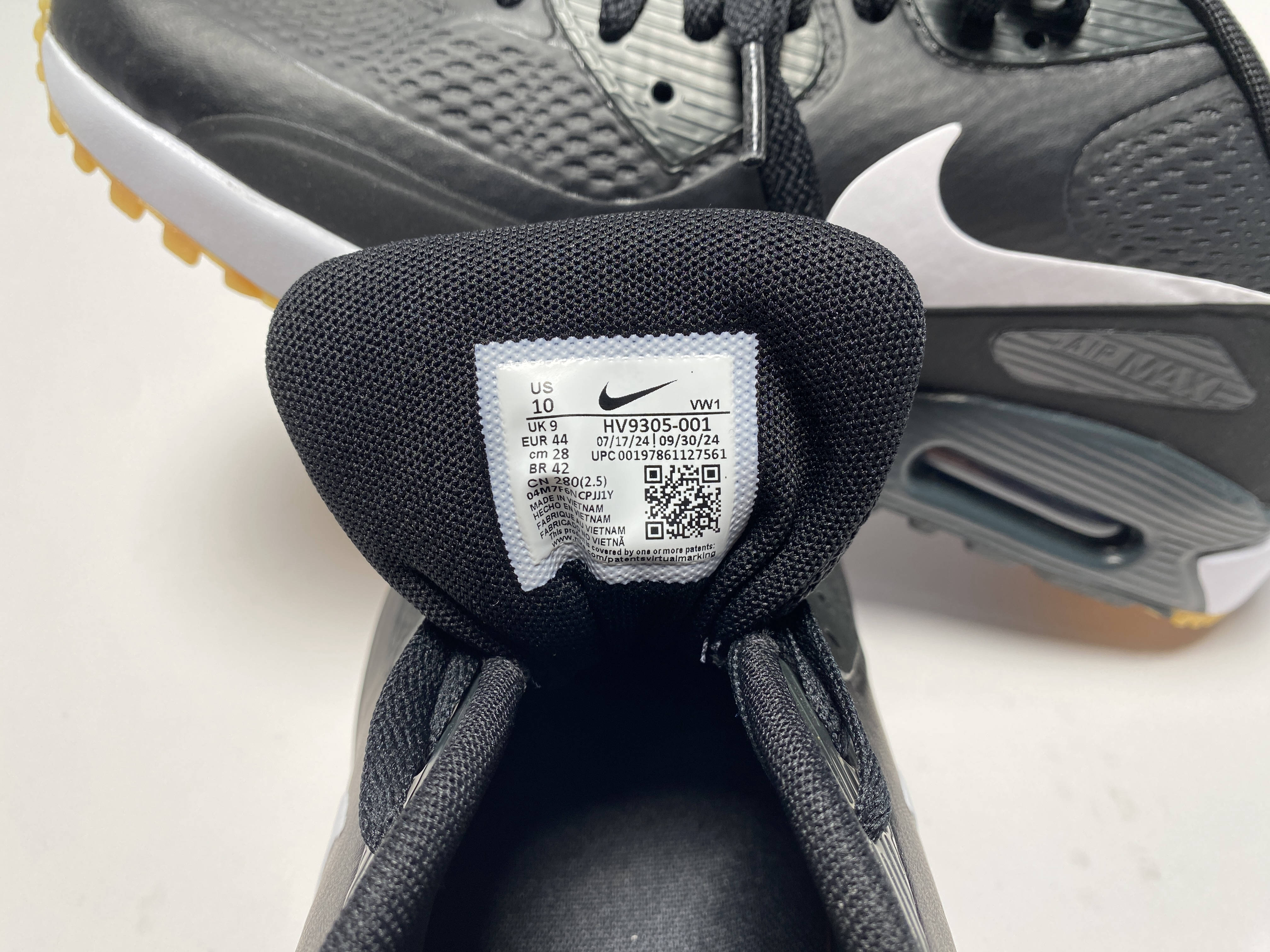 Nike Air Max 90 G Golf Shoes Black White Gum Men's SZ 10 (HV9305