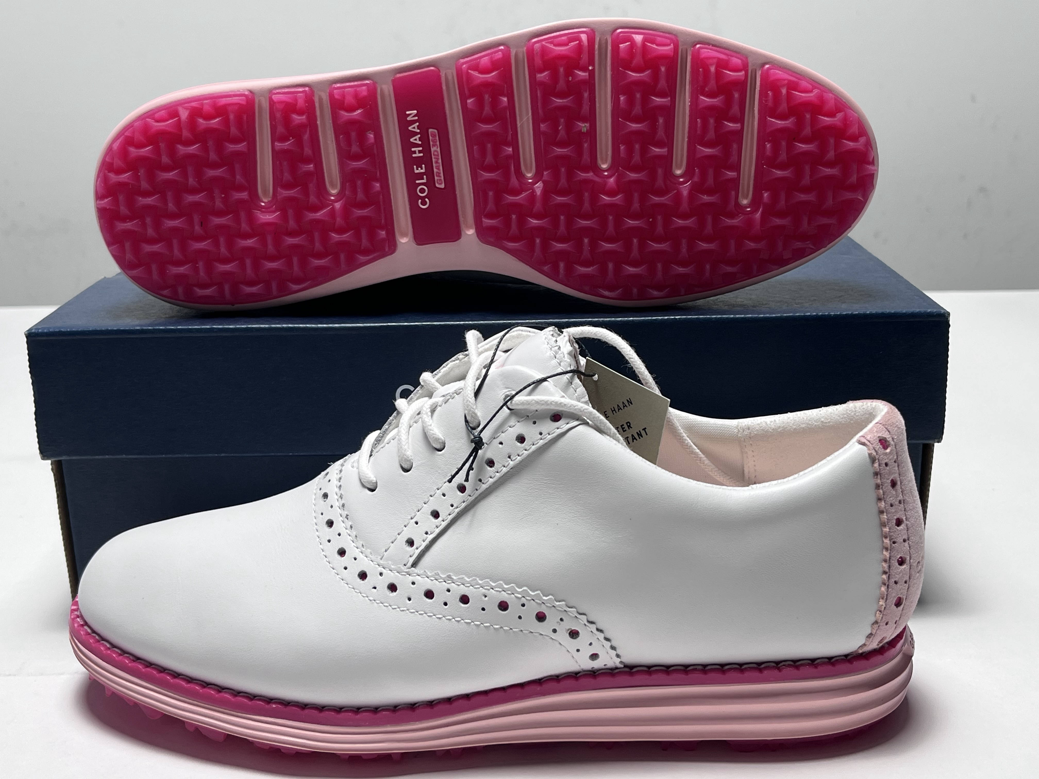 Cole Haan OG Shortwing Golf Golf Shoes White Crystal Rose Womens
