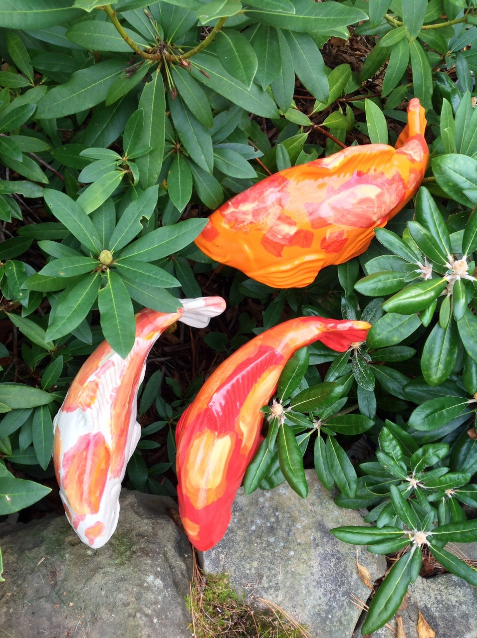Set Of 3 Warm Colored Koi Garden Art Fish In The Garden Llc