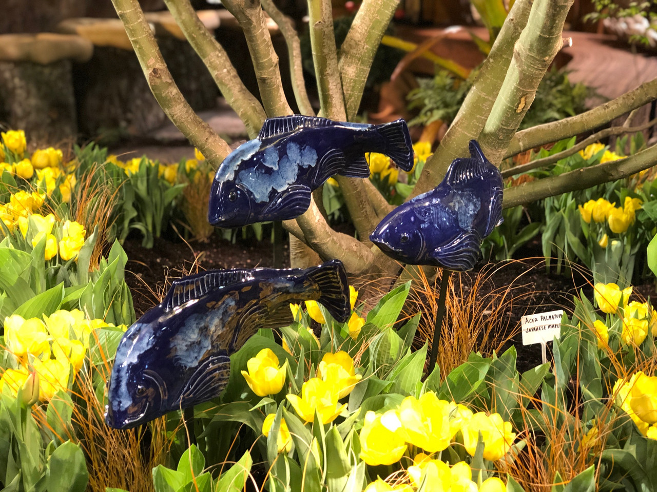 Set of 3 Medium Cobalt Koi – Made in ME by Fish in the Garden