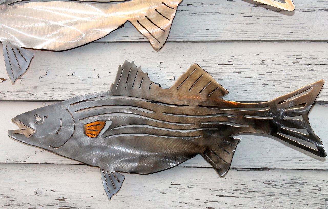 23 Stainless Steel Bass for Walls Metal Sculpture – Fish in the