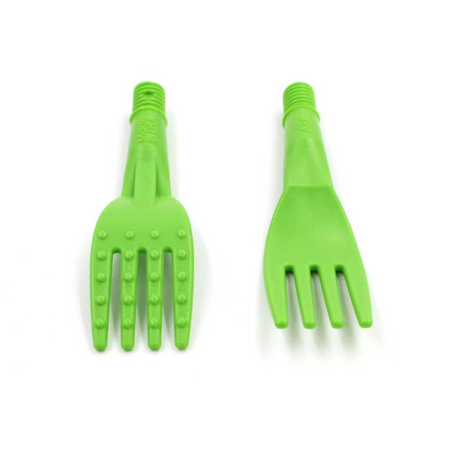 The Fork Tip is available in two different versions - smooth or textured. The textured version has gentle bumps along the back side of the tines for added sensory input. 