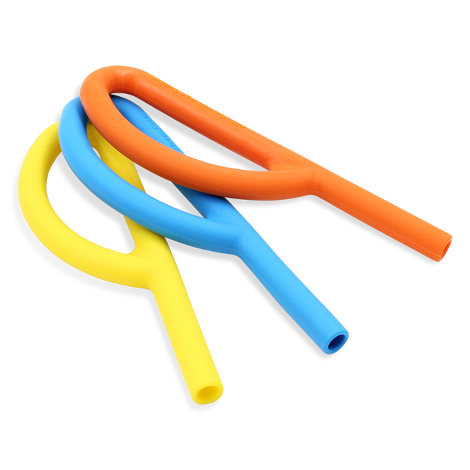 A group of 3 Goshabunga Grabber® P Tubes (Large Hollow Chew Tool); a larger version of our Hollow Grabber, with a larger loop handle and longer hollow stem made for teens and adults