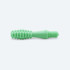 Side view of the turquoise colored Massage Tip - can see the ribbed texture along the rounded shape of the tip and the threaded end that screws into the Z-Vibe.