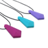 Side view of the beveled gemstone-shaped ARK Chewel necklaces, great for those who want a discreet option