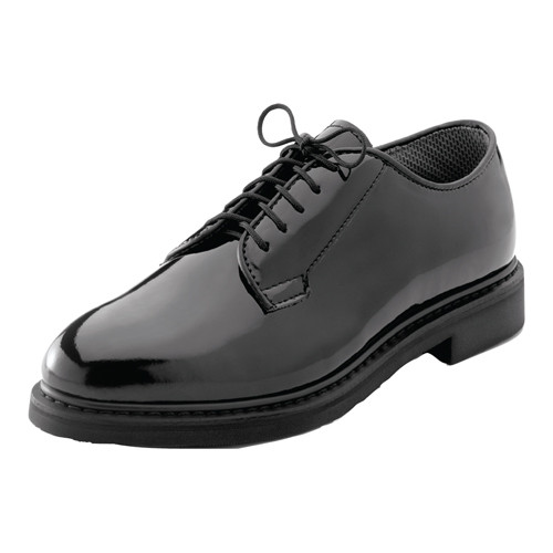 Black Oxford Dress Shoes for Uniform (Hi-Gloss Finish, Slip-Resistant Sole)