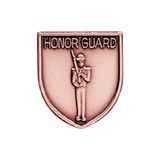 Copper-finish JROTC Honor Guard shield medal with a single cadet standing at rigid attention, rifle upright.