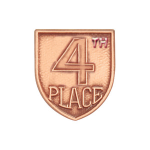 Copper-finish shield-shaped JROTC 4th Place award with raised '4TH' numerals and 'PLACE' at the bottom.