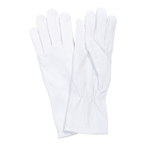 White warm fleece-lined gloves designed for extended coverage, featuring a long wrist length. White warm fleece-lined gloves designed for extended coverage, featuring a long wrist length.
