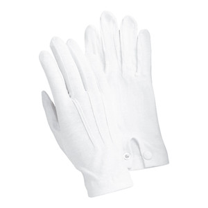 White-colored full-fashioned Cotton SNAP MILITARY GLOVES with 3-row stitching on the back of the hand, and snap wrist. White-colored full-fashioned Cotton SNAP MILITARY GLOVES with 3-row stitching on the back of the hand, and snap wrist.