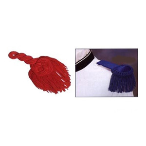 Military uniform shoulder knot epaulettes in red and blue with braided cord and fringe