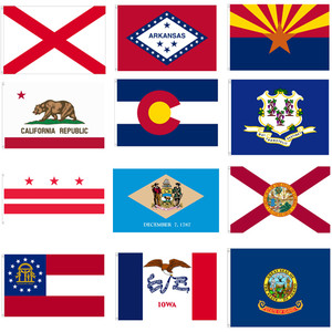 For indoor and parade use state and territorial flags are available for all 50 states in nylon fabric with different sizes.