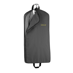 Personalized deluxe mid-length wally garment bag, 45” only in black, featuring gold, red, and white embroidery with size: 45"lx22"wx4"d. Personalized deluxe mid-length wally garment bag, 45” only in black, featuring gold, red, and white embroidery with size: 45"lx22"wx4"d.