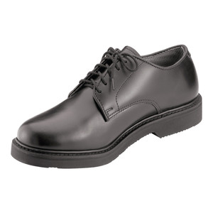 Black leather uniform oxfords with slip-resistant polyurethane soles, removable cushion insoles, and lightweight lining. Sizes: whole 5-15, half 5.5-11.5; wide available in whole 7-13, half 7.5-11.5. Black leather uniform oxfords with slip-resistant polyurethane soles, removable cushion insoles, and lightweight lining. Sizes: whole 5-15, half 5.5-11.5; wide available in whole 7-13, half 7.5-11.5.